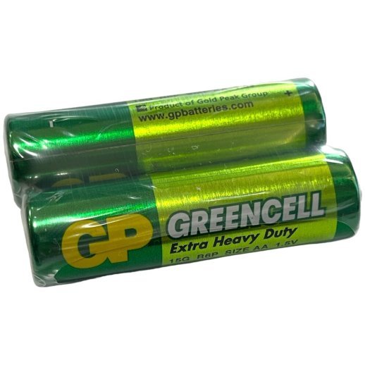 Батарейка AA вугільно-цинкові GP R6P 15G 1.5V, 2 штуки GREEN