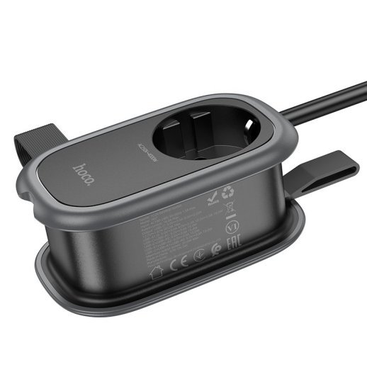 Мережевий подовжувач Hoco NS7 PD 20W 2*USB + Type-C + Розетка, 1.00 метр, чорний