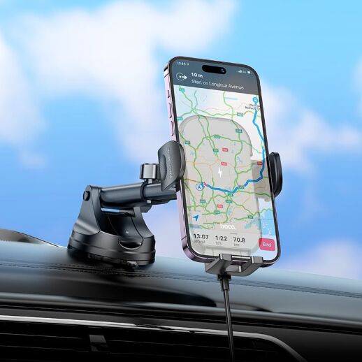 Автомобільний тримач HOCO HW5 бездротова зарядка чорний