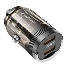 Автомобільний зарядний пристрій BOROFONE BZ29B PD 36W 2 TYPE-C, чорний