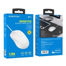 Мишка дротова BOROFONE BG4 Business wired, білий