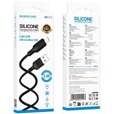 USB кабель BOROFONE BX113 USB - micro SILICONE, 2.4A, 2 метри, чорний