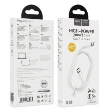 USB-C кабель HOCO X51 Type-C - Type-C 100W 2метри, білий