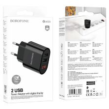 Мережевий зарядний пристрій BOROFONE BA63A з діплеєм BLACK