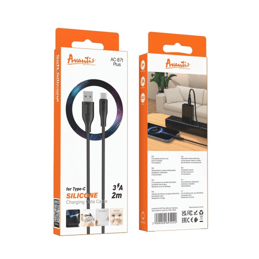 USB Cable Avantis AC-87t Plus  Silicone Type-C 2m Black