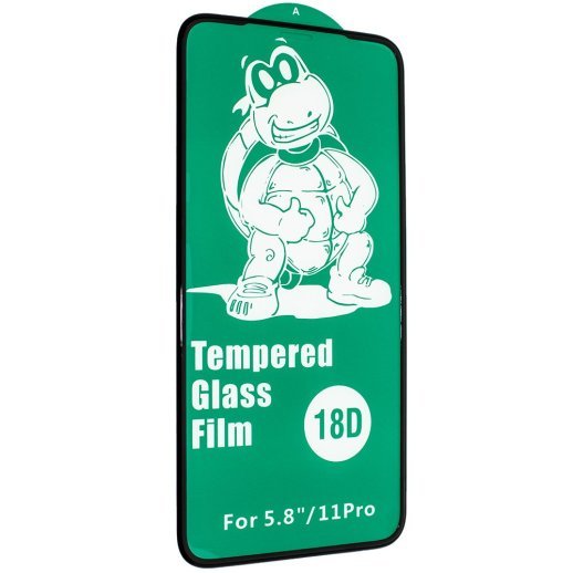 Захисне скло 18D із захисним бортом для APPLE IPHONE X / XS / 11 PRO ЧОРНИЙ