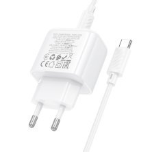 Мережевий зарядний пристрій HOCO CS54A TYPE-C PD 20W / USB QC 3.0 + кабель TYPE-C - TYPE-C, білий