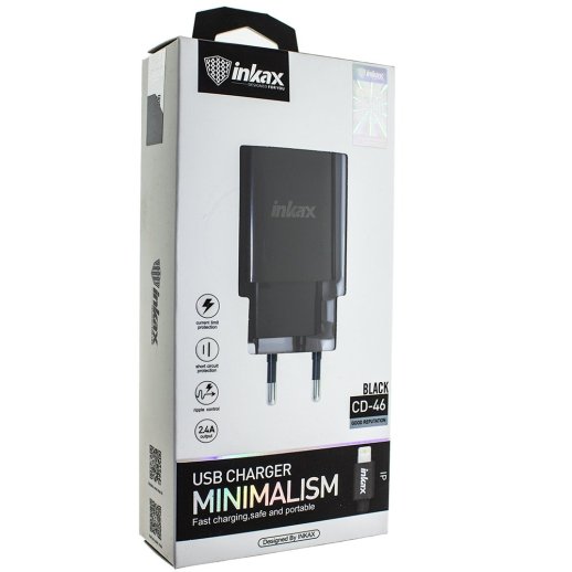 Мережевий зарядний пристрій INKAX CD-46 2.4A + USB кабель LIGHTNING