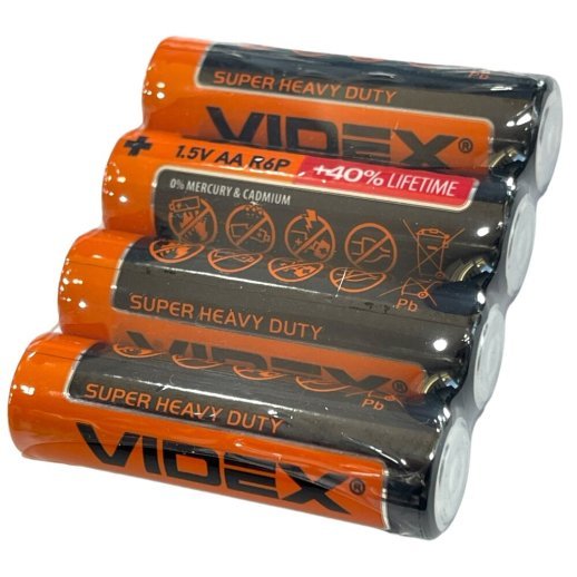 Батарейка AA сольова VIDEX R6P 1.5V, 4 штуки