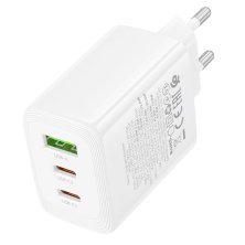 Мережевий зарядний пристрій BOROFONE BN32 2*Type-C PD 65W + USB QC3.0, білий
