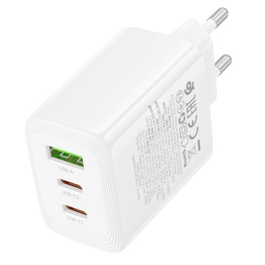 Мережевий зарядний пристрій BOROFONE BN32 2*Type-C PD 65W + USB QC3.0, білий