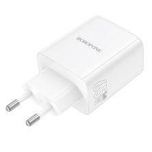Мережевий зарядний пристрій BOROFONE BN32 2*Type-C PD 65W + USB QC3.0, білий