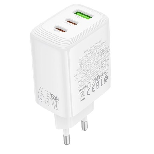 Мережевий зарядний пристрій BOROFONE BN32 2*Type-C PD 65W + USB QC3.0, білий