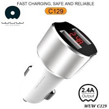 Автомобільний зарядний пристрій WUW C129 2 USB 2.4A LCD ЕКРАН СТАЛЬНИЙ (35)