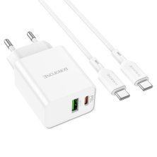Мережевий зарядний пристрій BOROFONE BA69A Resource PD20W+QC3.0 + кабель TYPE-C - TYPE-C