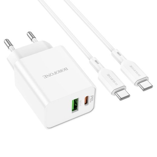 Мережевий зарядний пристрій BOROFONE BA69A Resource PD20W+QC3.0 + кабель TYPE-C - TYPE-C