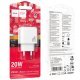 Мережевий зарядний пристрій HOCO CS54A TYPE-C PD 20W + USB QC 3.0, білий