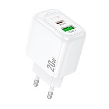 Мережевий зарядний пристрій HOCO CS54A TYPE-C PD 20W + USB QC 3.0, білий