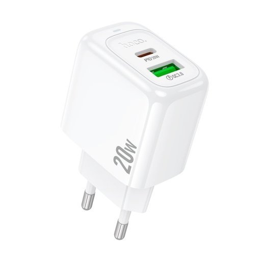 Мережевий зарядний пристрій HOCO CS54A TYPE-C PD 20W + USB QC 3.0, білий