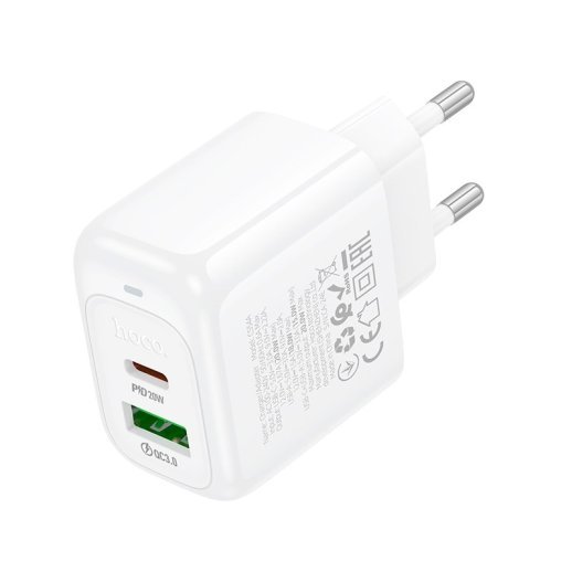 Мережевий зарядний пристрій HOCO CS54A TYPE-C PD 20W + USB QC 3.0, білий