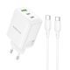 Мережевий зарядний пристрій BOROFONE BN32 PD 65W (2×USB-C + 1×USB-A) + кабель Type-C - Type-C, EU
