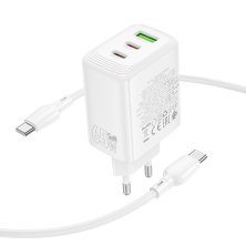 Мережевий зарядний пристрій BOROFONE BN32 PD 65W (2×USB-C + 1×USB-A) + кабель Type-C - Type-C, EU