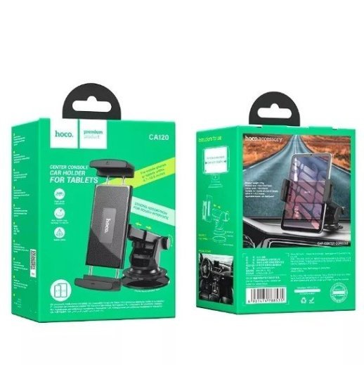 Автомобільний тримач HOCO CA120 для планшетів 4,7"-10,5" з клейкою присоскою та кліпсовим утримувачем