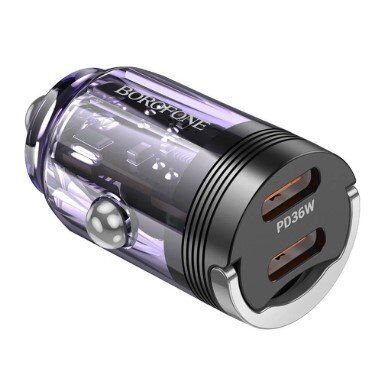 Автомобільний зарядний пристрій BOROFONE BZ29B PD 36W 2 TYPE-C, ФІОЛЕТОВИЙ