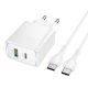 Мережевий зарядний пристрій HOCO CS112A TYPE-C PD 30W / USB QC 3.0 + кабель TYPE-C - TYPE-C, білий