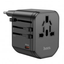 Универсальный сетевой адаптер HOCO AC15 PD20W + 2*USB QC3.0, чёрный