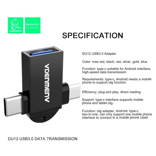 OTG DENMEN DU12 2IN1 TYPE-C + MICRO to USB 3.0 CONVERTOR