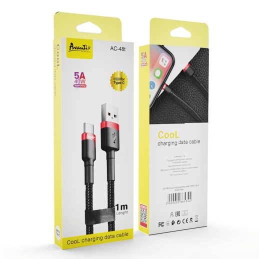 USB Cable Avantis AC-48t Cool Type-C Black/Red
