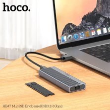 Кишеня для жорстких дисків HOCO HB47 M.2 SSD USB 3.1 / 6Gbps / max 4TB, сірий