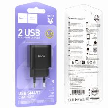 Сетевое зарядное устройство HOCO C141A 2*USB 2.4A, черный