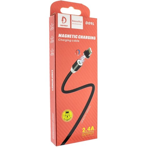 Кабель USB Denmen D09L магнітний MAGNET USB - Lightning (2.4A) ТКАНИНОВА ОПЛЕТКА