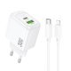 Мережевий зарядний пристрій HOCO CS55A TYPE-C PD 30W / USB QC 3.0+ кабель TYPE-C - LIGHTNING, білий