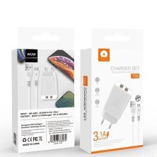 Мережевий зарядний пристрій WUW T55 2USB 3.1A + USB Micro-USB 2.4A БІЛИЙ (70)