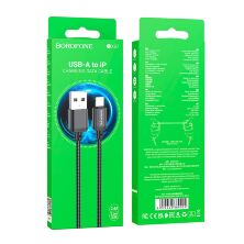 USB кабель BOROFONE BX87 Sharp плетений нейлон USB - Lightning, чорний