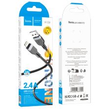 USB кабель HOCO X109 USB - Lightning SILICONE 2.4A 1 метр, чорний