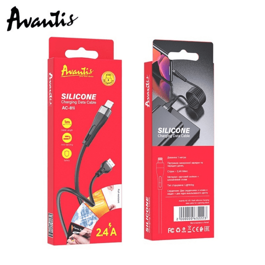 USB Cable Avantis AC-81i Silicone Lightning Black