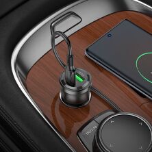 Автомобільний зарядний пристрій BOROFONE BZ25 TYPE-C PD 38W / USB QC3.0 + кабель TYPE-C - TYPE-C, чорний