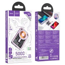 Power Bank HOCO Q14 PD 20W magsafe 5000mah з бездротовою зарядкою фiолетовий