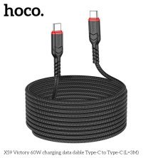 USB-C кабель HOCO X59 60W Type-C - Type-C 3 MЕТРИ ЧОРНИЙ