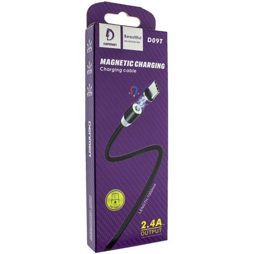 Кабель USB Denmen D09T магнітний MAGNET USB - Type-C (2.4A) ТКАНИНОВА ОПЛЕТКА