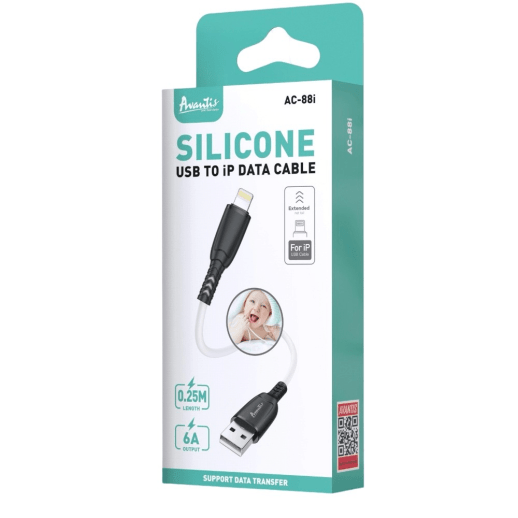 USB Cable Avantis AC-88i 0.25m 6A Silicone lightning