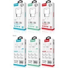 Мережевий зарядний пристрій INKAX CD-65 2.4A | 2 USB port + USB кабель Type-C для Android