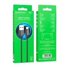 USB кабель BOROFONE BX87 Sharp плетений нейлон USB - micro USB, чорний