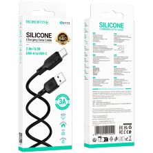 USB кабель BOROFONE BX113 USB - Type-C SILICONE 3A 2 метри, чорний