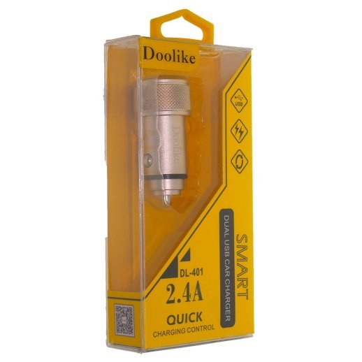Автомобільний зарядний пристрій Doolike DL-401 2.4A 2USB METALL РОЖОВЕ-ЗОЛОТО