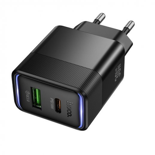 Мережевий зарядний пристрій HOCO CS112A TYPE-C PD 30W + USB QC 3.0, чорний